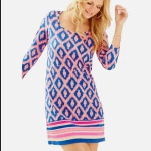 Lilly Pulitzer Blue and Pink Geometric Swim Cover-Up